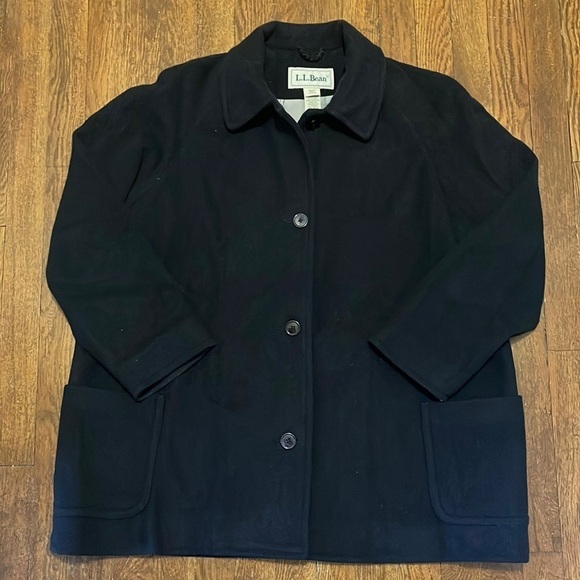 L.L. Bean Navy Wool and Cashmere Coat - Picture 1 of 6